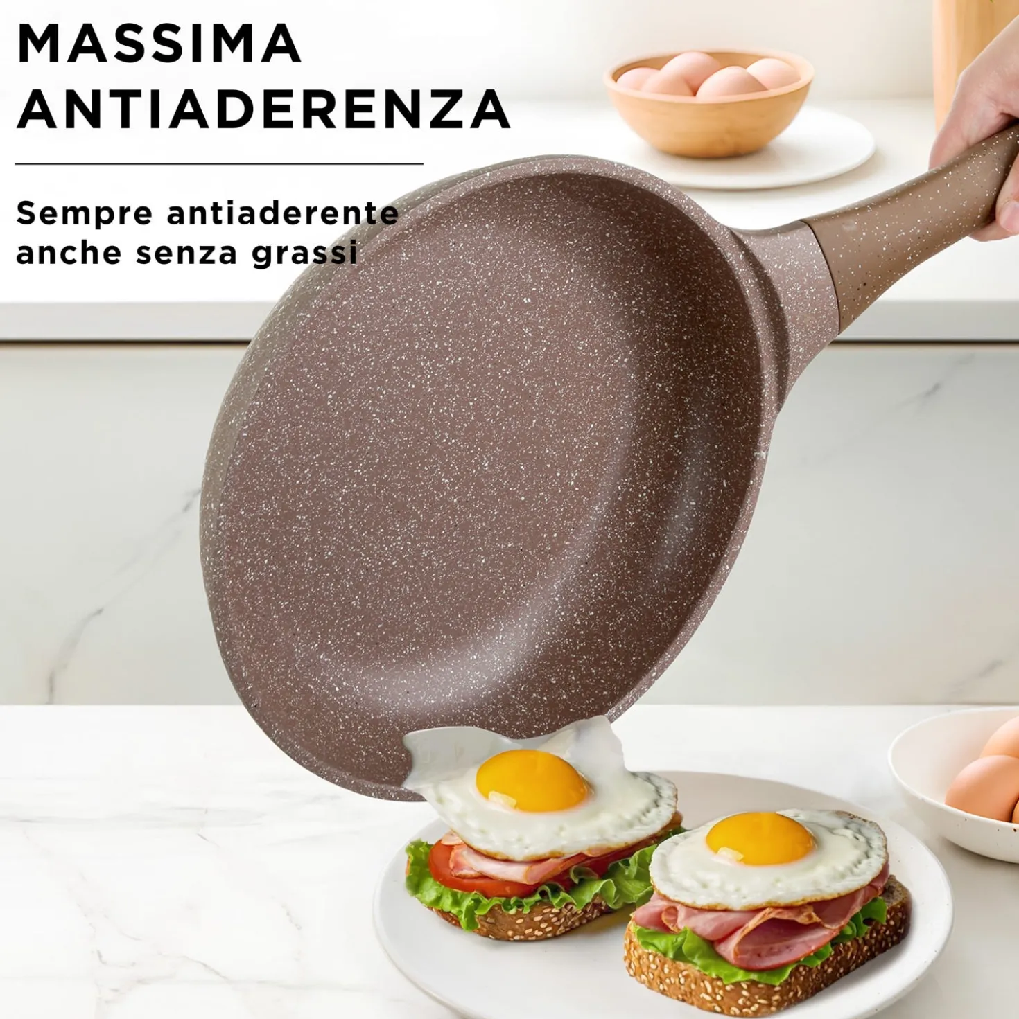 Batteria di pentole antiaderenti 8 pezzi 0 Grassi