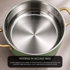 Batteria pentole acciaio 9 pezzi La Vie en Rose verde