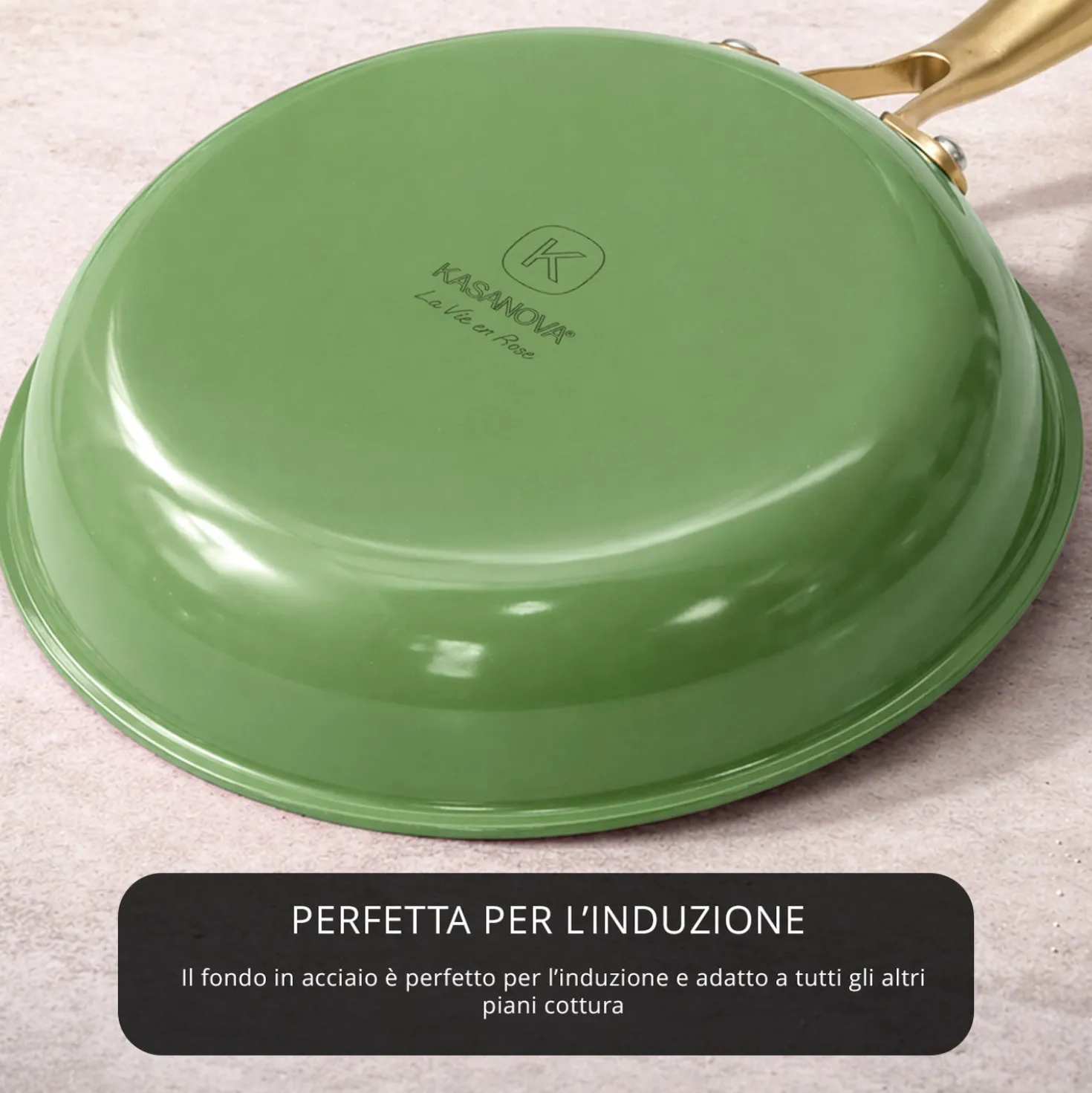 Batteria pentole acciaio 9 pezzi La Vie en Rose verde