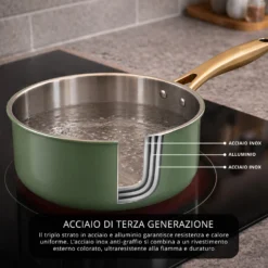 Batteria pentole acciaio 9 pezzi La Vie en Rose verde