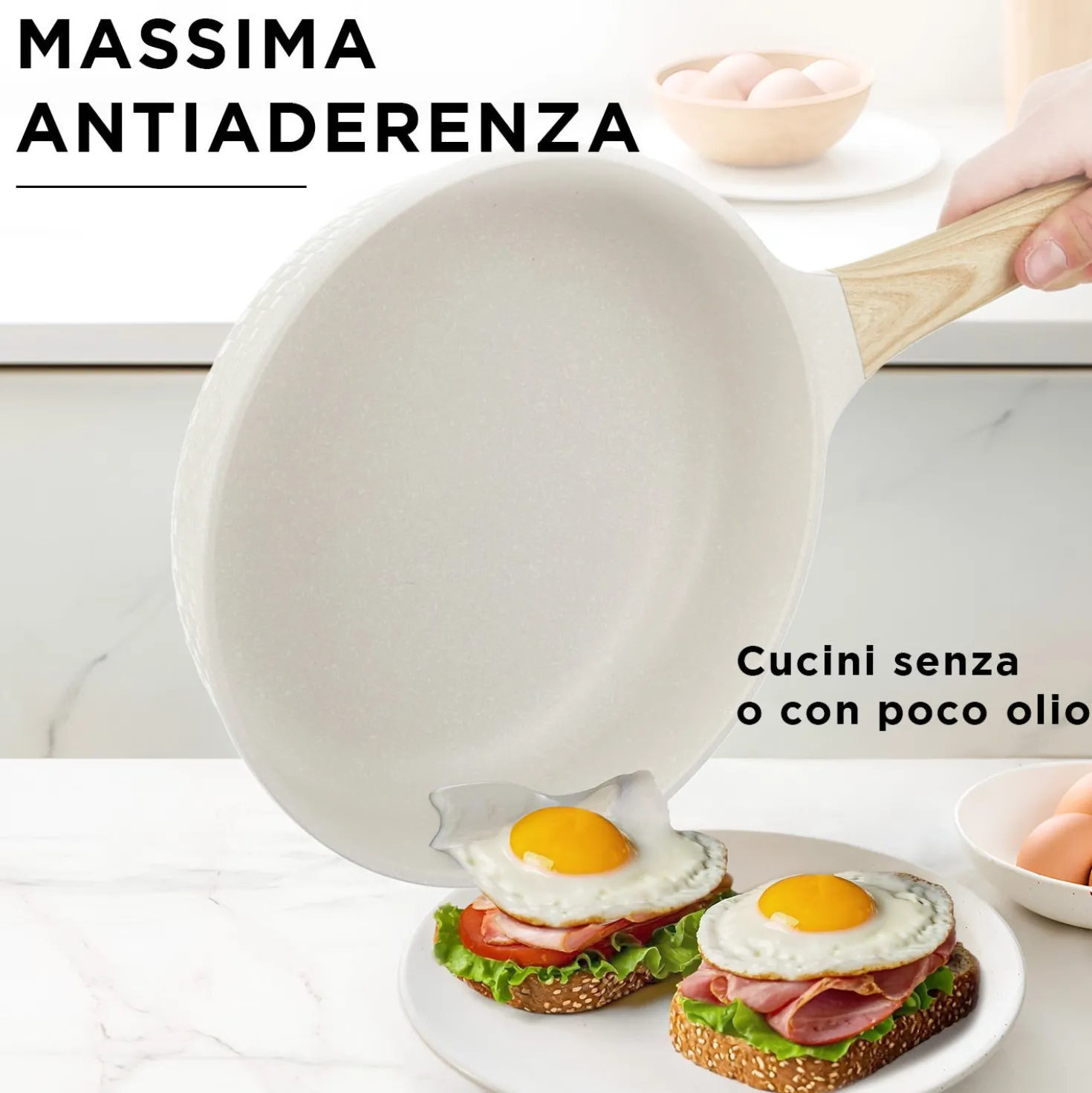 Batteria pentole 6 pezzi Bambù bianca