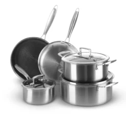 Batteria pentole 8 pezzi Tri ply acciaio - triplo strato