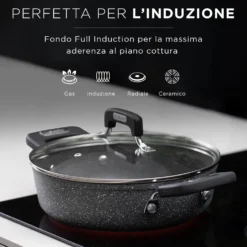 Batteria 9 pezzi perfetta per induzione New Petra Dark
