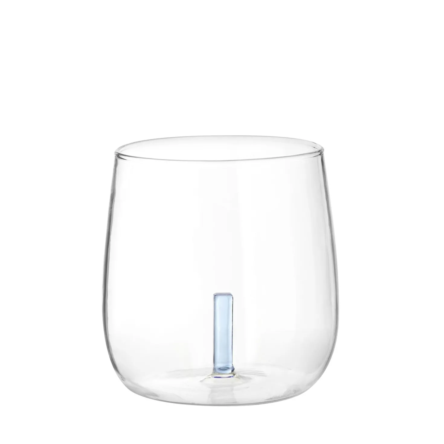 Bicchiere acqua lettera I azzurra in vetro borosilicato, da 380 ml