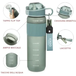 Borraccia scritta motivazionale 1 L grigio Hydrea