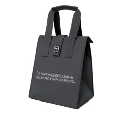 Borsa porta pranzo termica 12 L grigio con scritta