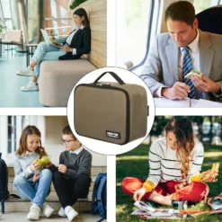 Borsa porta pranzo termica marrone 6 L con 2 contenitori