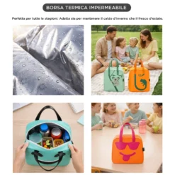 Borsa termica impermeabile 6,5 L azzurro sorriso con manici