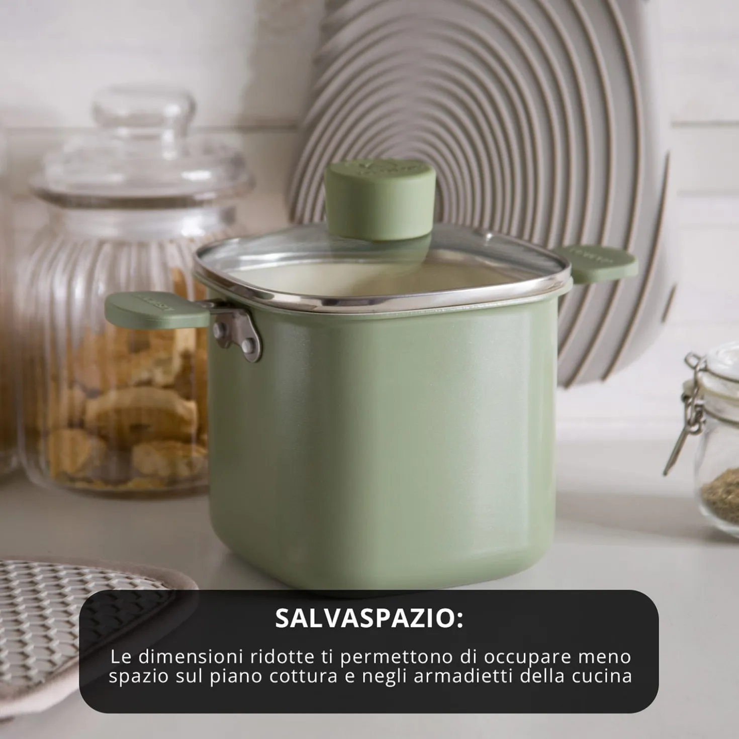 Casseruola alta 13x13 cm Mini Fantasy con coperchio verde