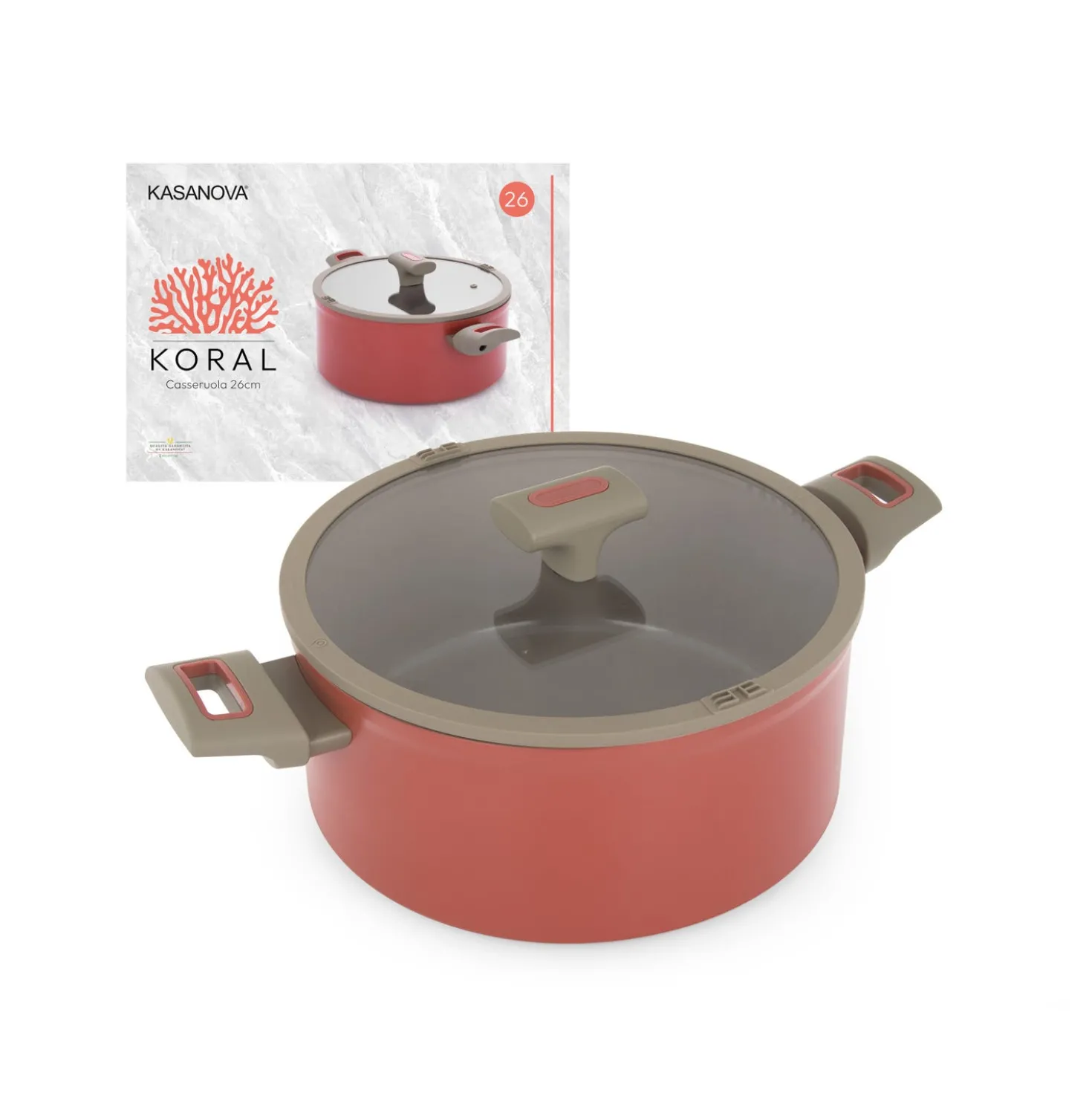 Casseruola 26 cm antiaderente ceramico Koral con coperchio