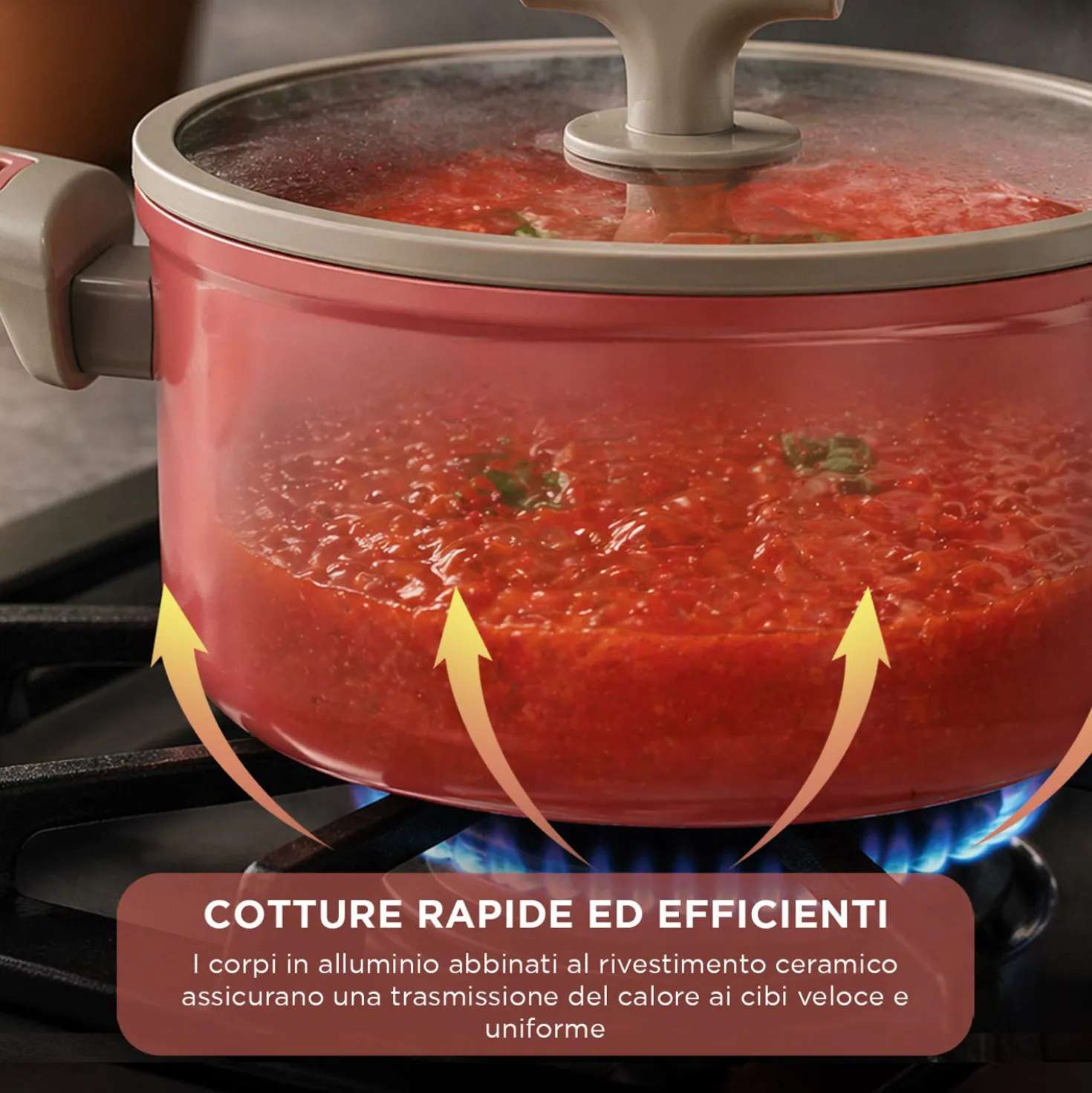 Casseruola 24 cm antiaderente ceramico Koral con coperchio