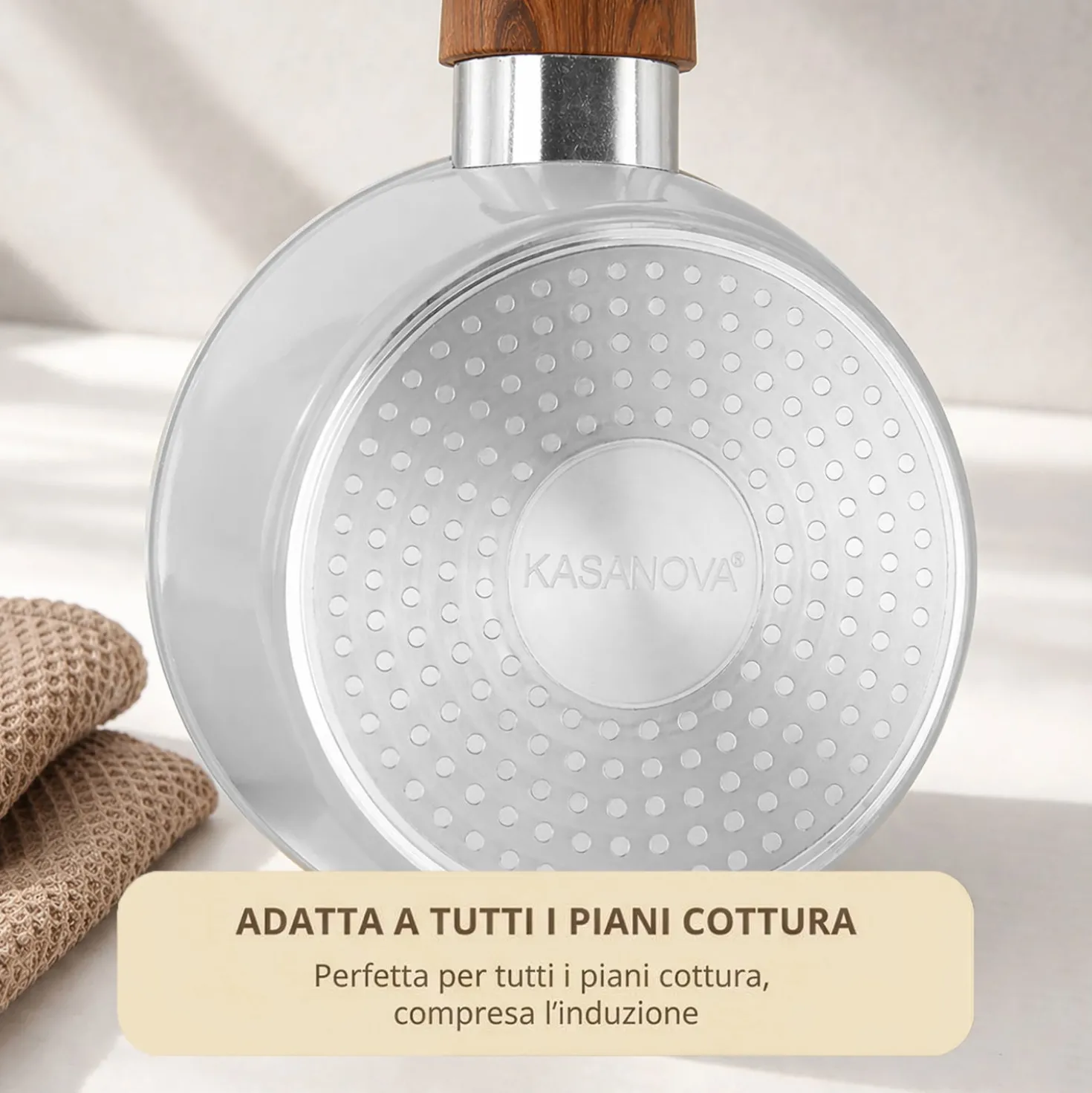 Casseruola 16 cm antiaderente ceramico 1 manico New Ceramic grigio