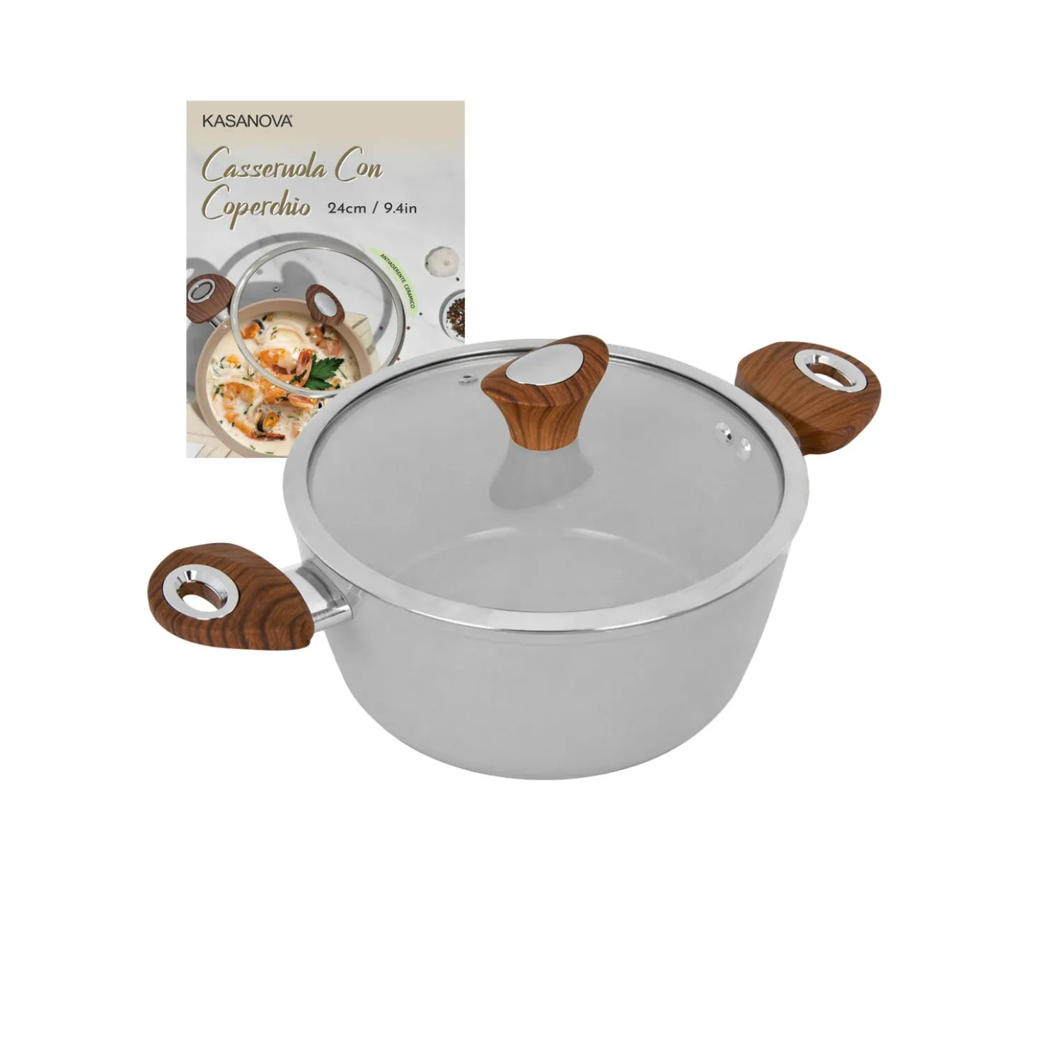 Casseruola 24 cm antiaderente ceramico New Ceramic grigio