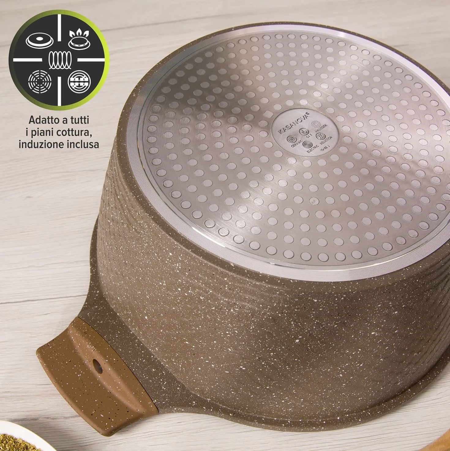 Casseruola 20 cm antiaderente 0 grassi con coperchio
