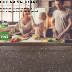 Casseruola 20 cm antiaderente 0 grassi con coperchio