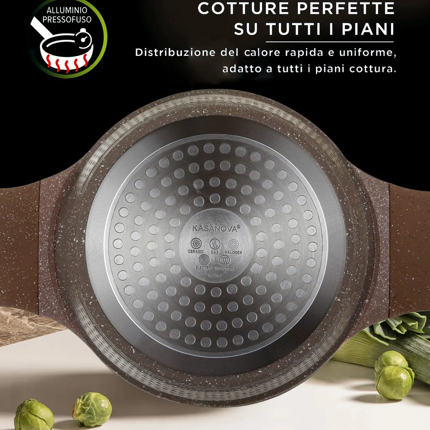 Casseruola 32 cm antiaderente 0 grassi con coperchio