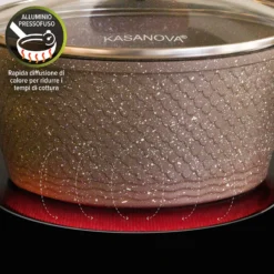 Casseruola 32 cm antiaderente 0 grassi con coperchio