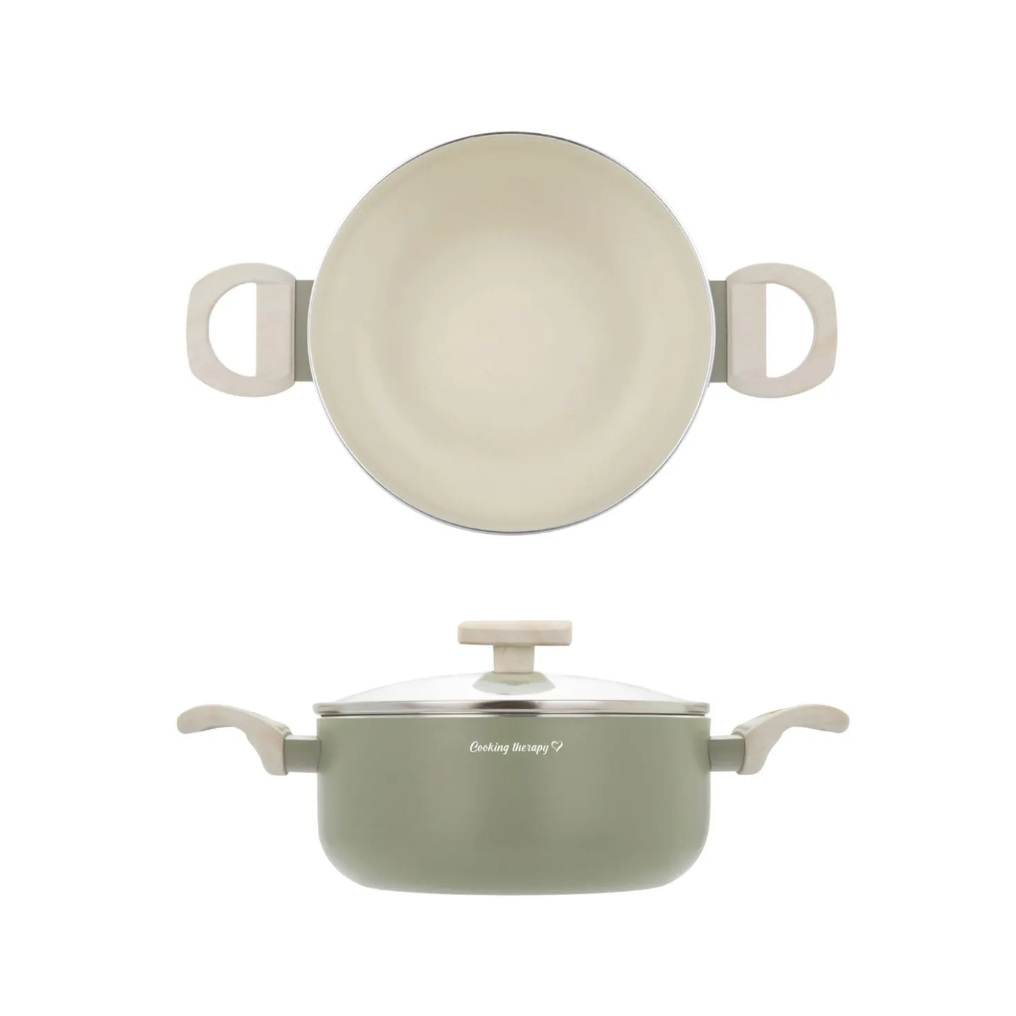 Casseruola 24 cm avocado Cooking Therapy con coperchio