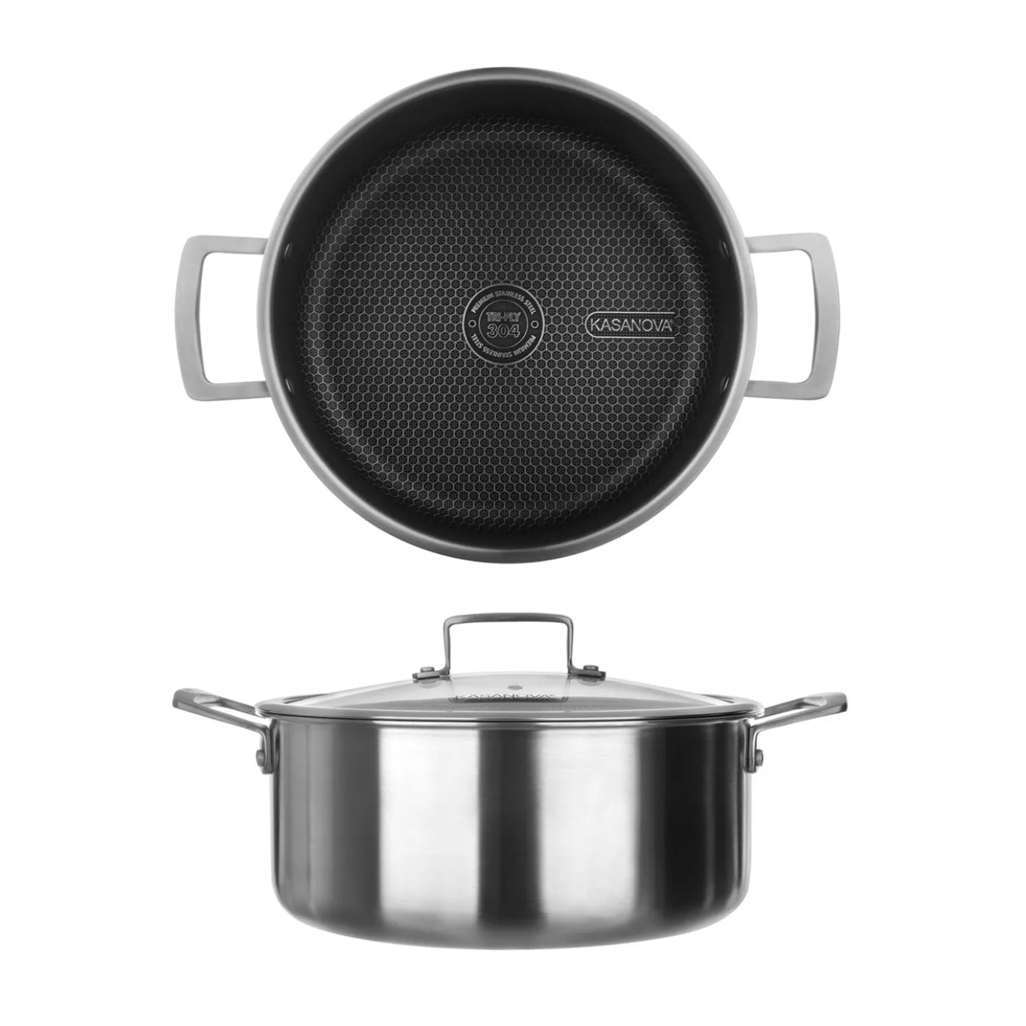 Casseruola 22 cm con coperchio a 3 strati Tri - ply