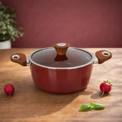 Casseruola 24 cm con coperchio burgundy New Ceramic