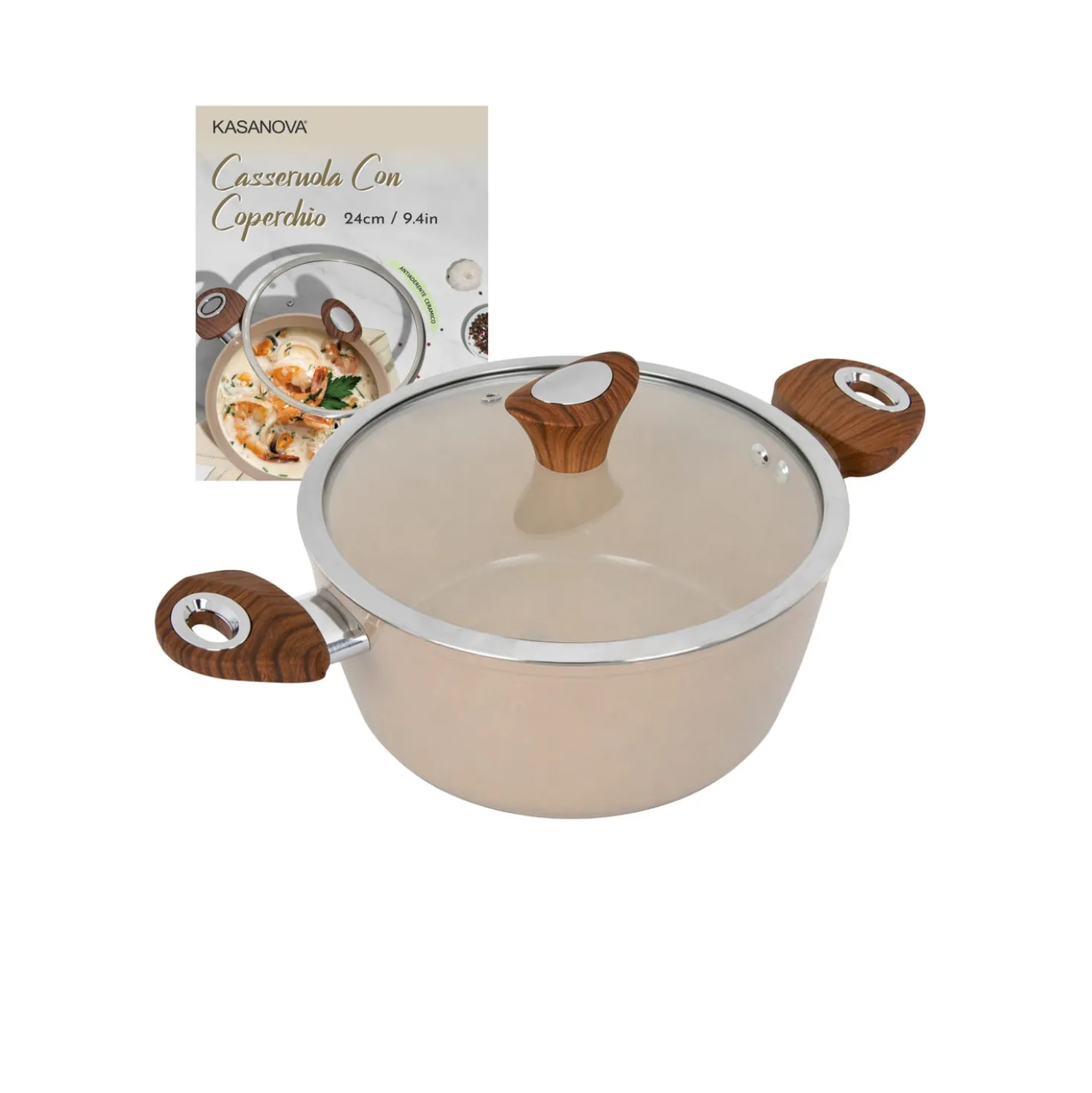 Casseruola 24 cm coperchio taupe New Ceramic