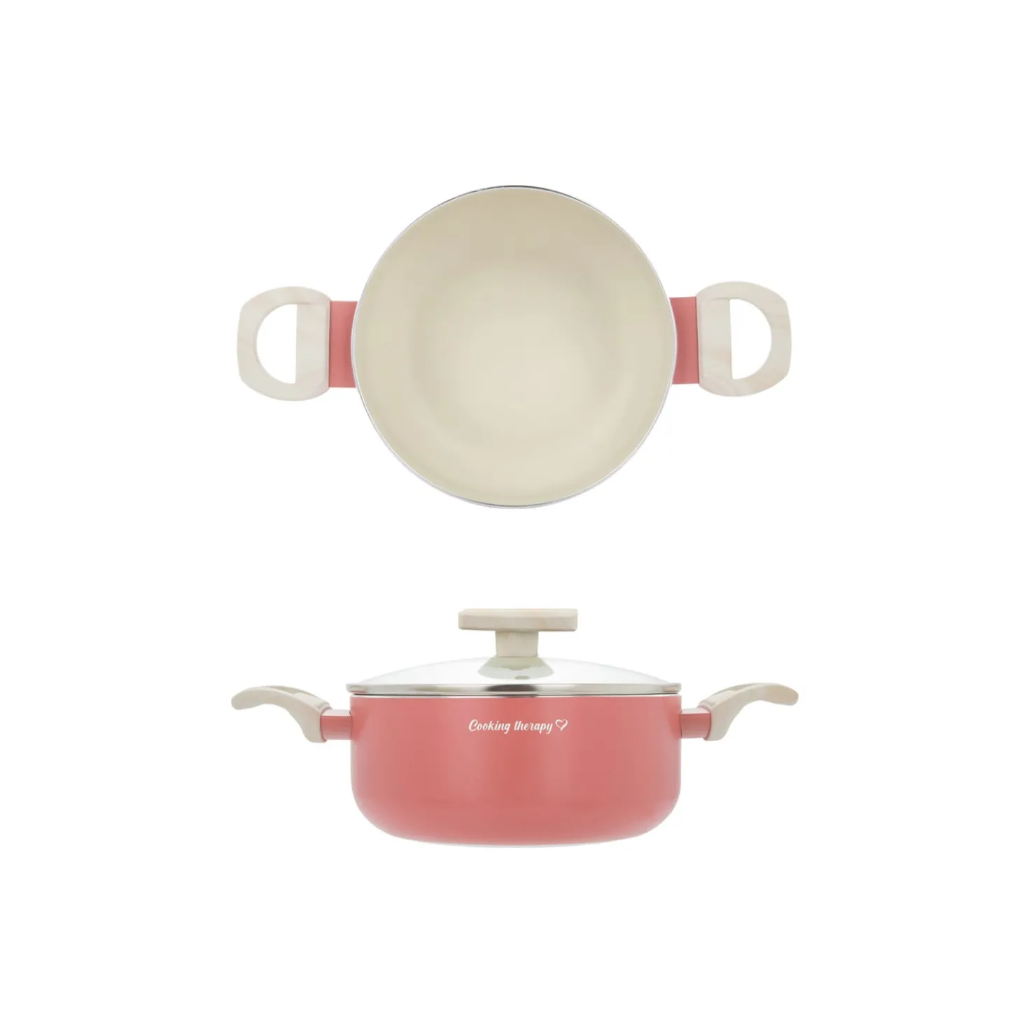 Casseruola 18 cm corallo Cooking Therapy con coperchio