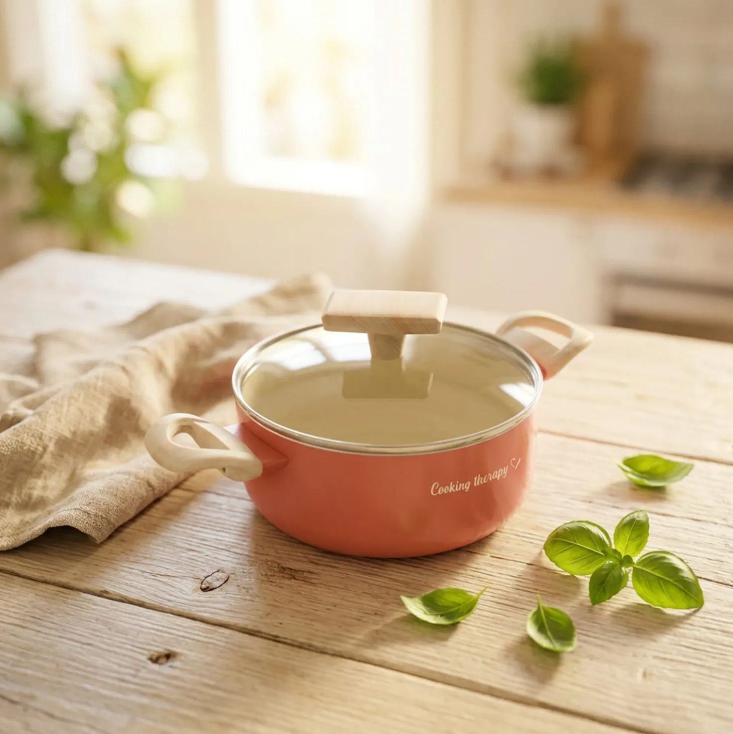 Casseruola 18 cm corallo Cooking Therapy con coperchio