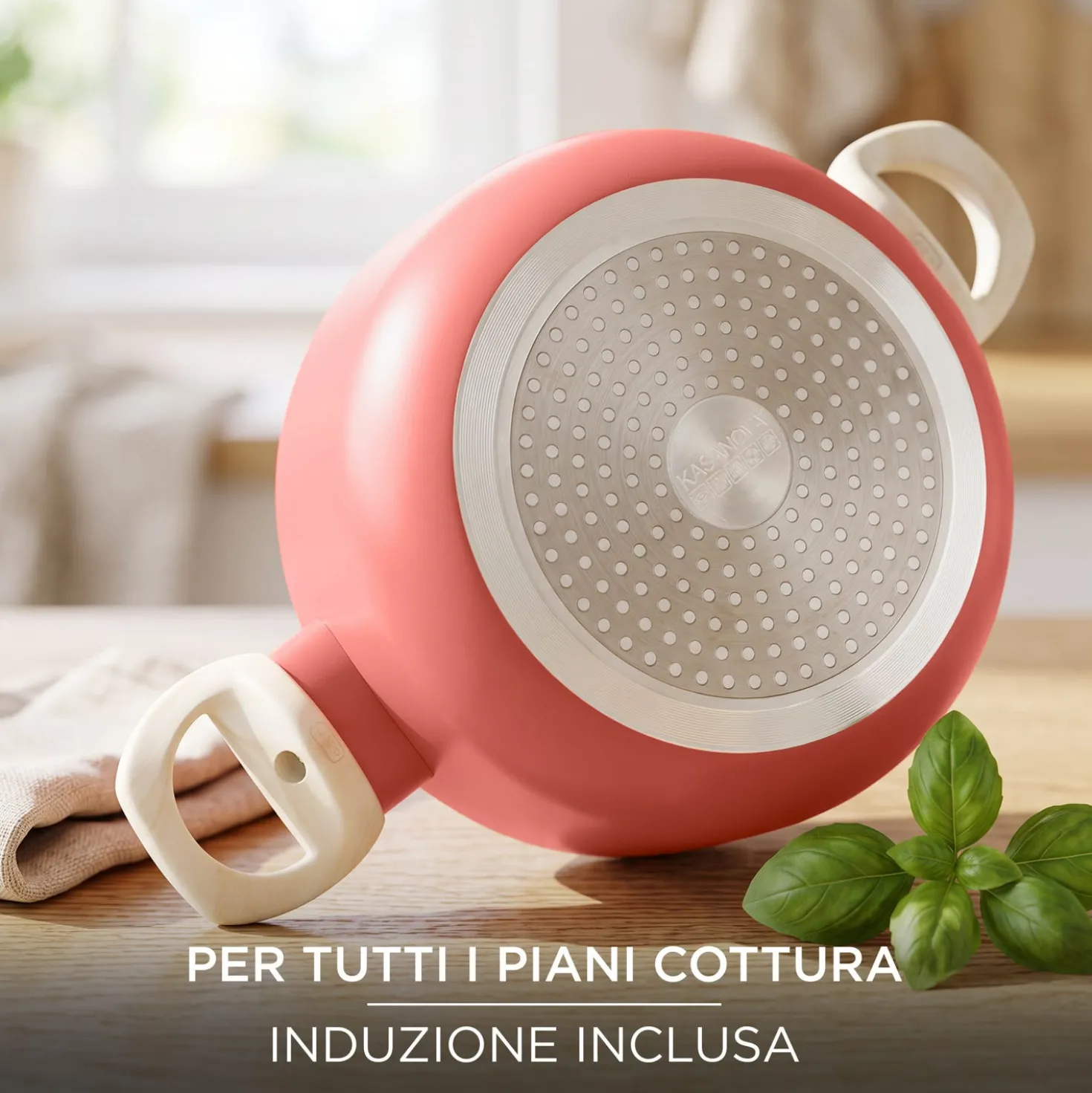 Casseruola 22 cm corallo Cooking Therapy con coperchio