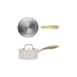 Casseruola 16 cm in acciaio bianco oro California con coperchio
