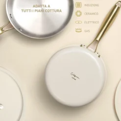 Casseruola 16 cm in acciaio bianco oro California con coperchio