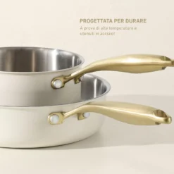 Casseruola 18 cm in acciaio bianco oro California con coperchio