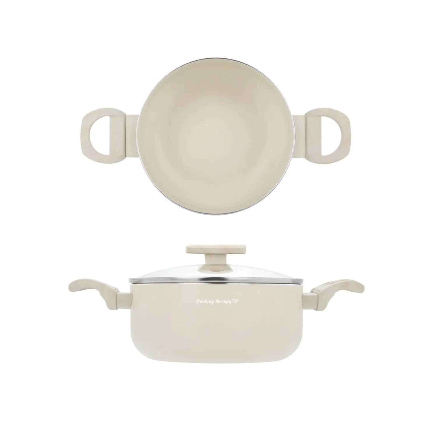 Casseruola 22 cm sabbia Cooking Therapy con coperchio