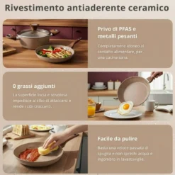 Casseruola un manico 20 cm coperchio taupe New Ceramic
