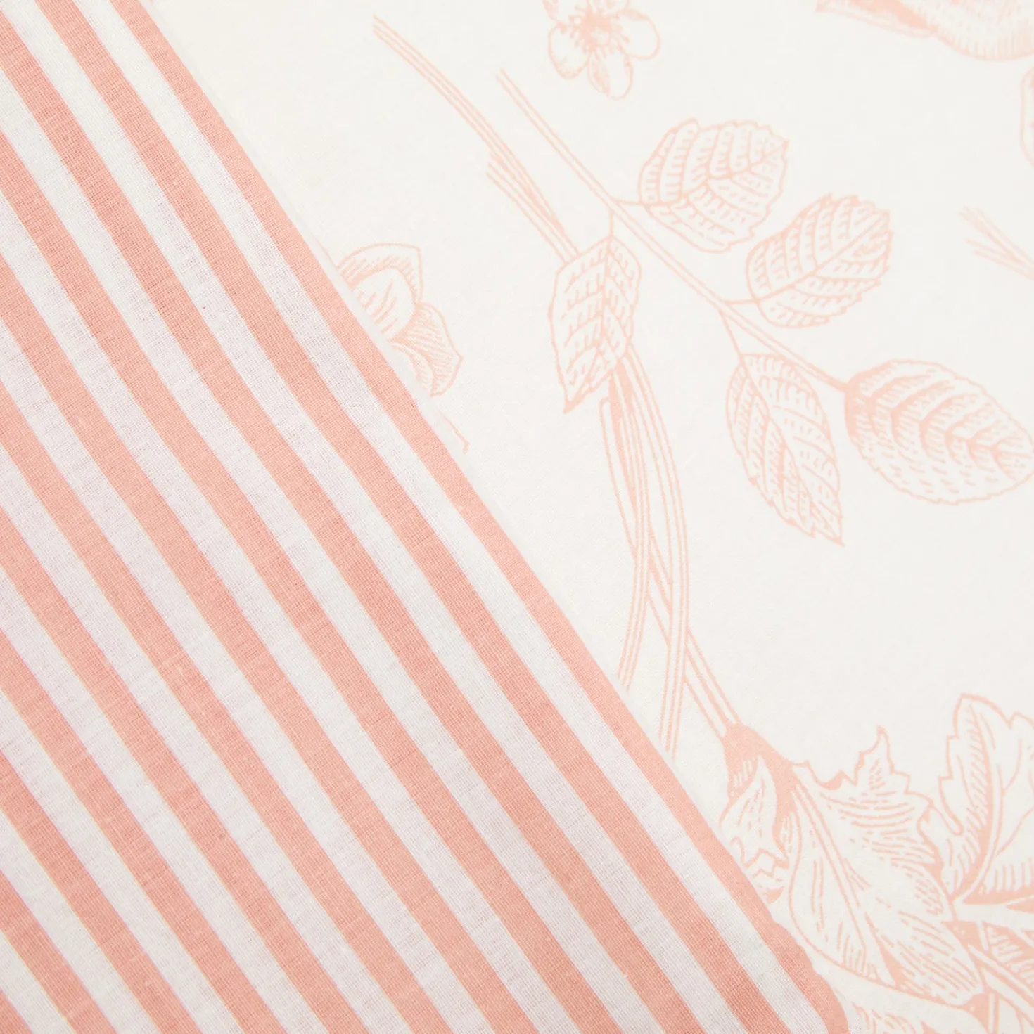 Completo letto matrimoniale in cotone rosa Botanic