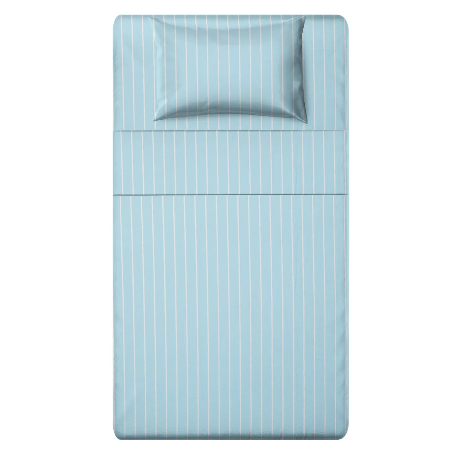 Completo letto 1 piazza e mezza policotone righe azzurro