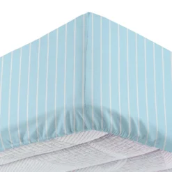 Completo letto 1 piazza e mezza policotone righe azzurro