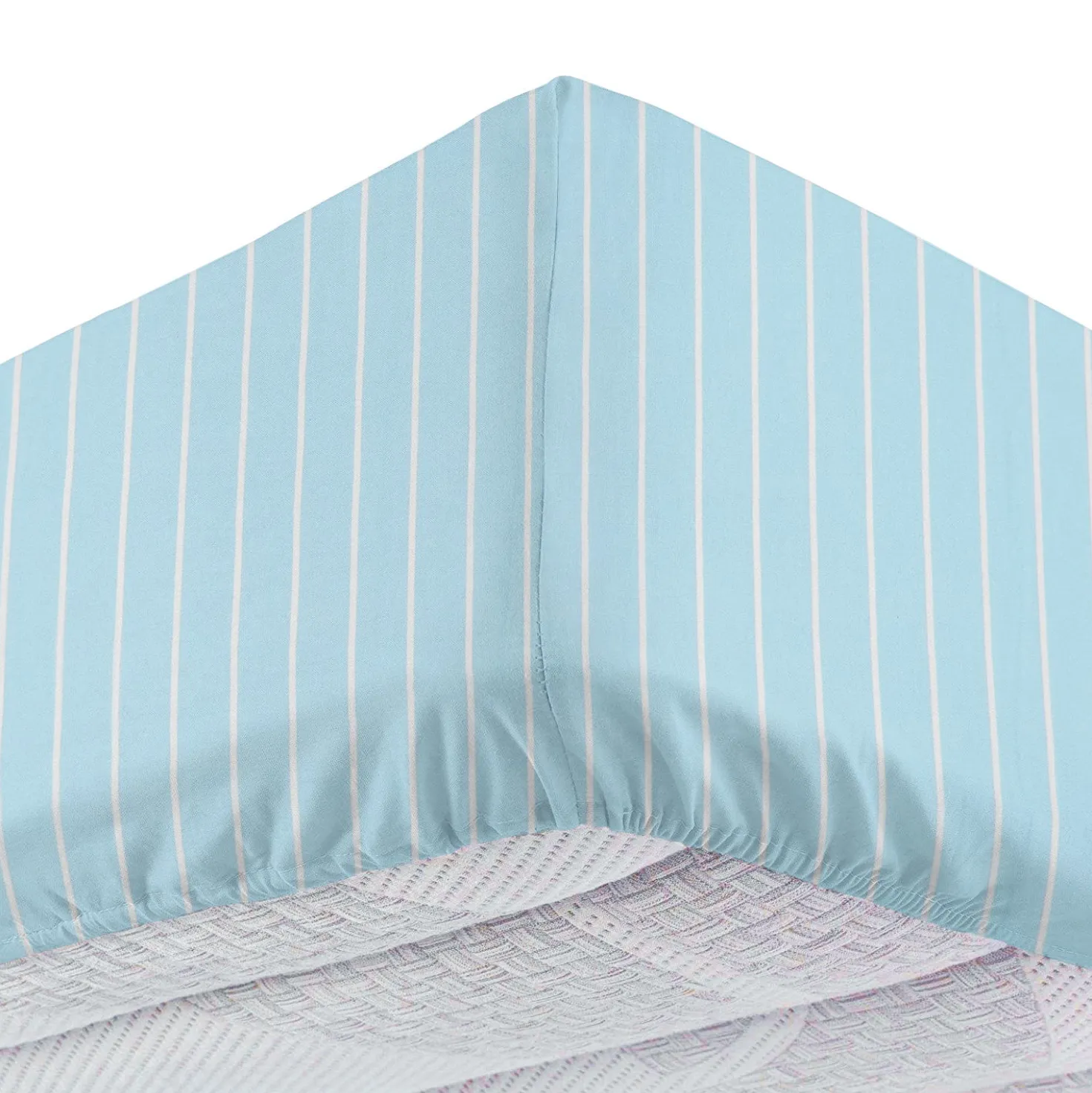 Completo letto 1 piazza e mezza policotone righe azzurro