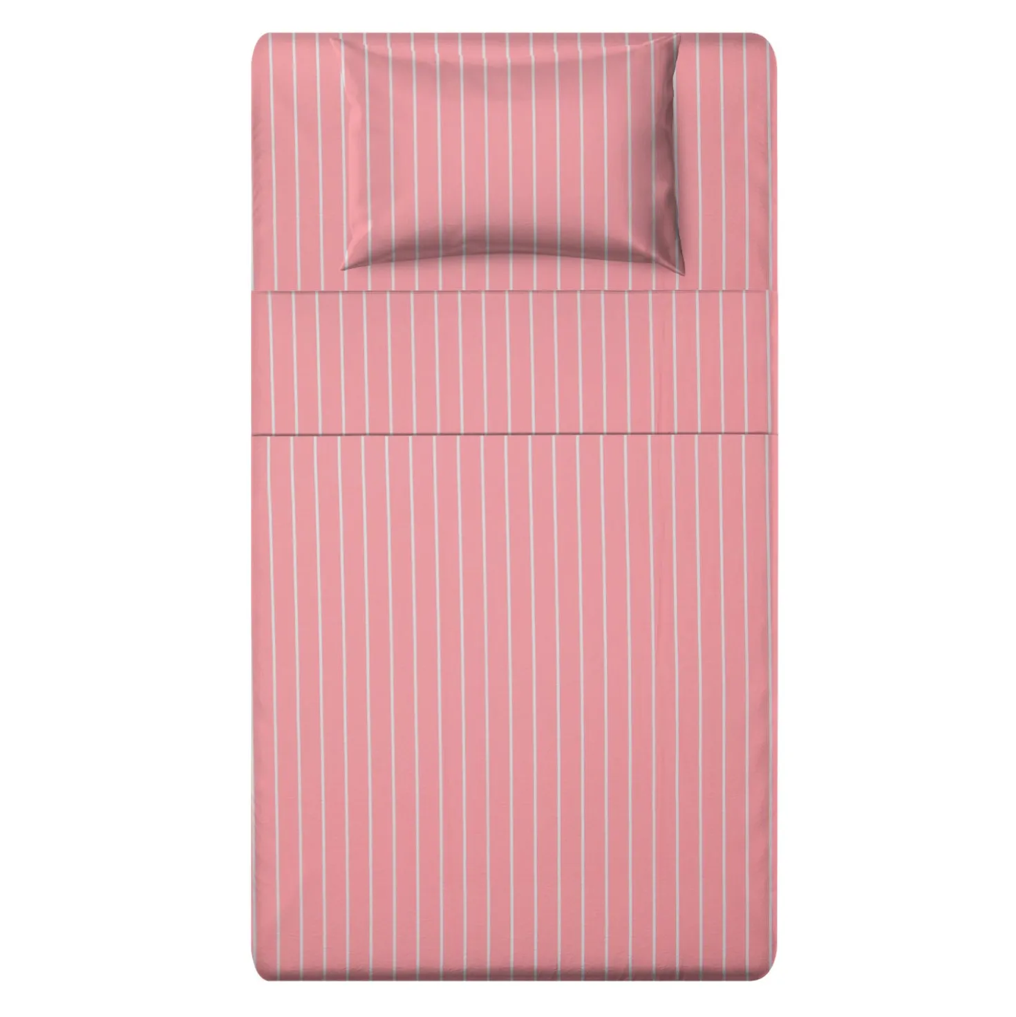 Completo letto 1 piazza e mezza policotone righe rosa