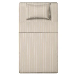 Completo letto 1 piazza e mezza policotone righe sabbia