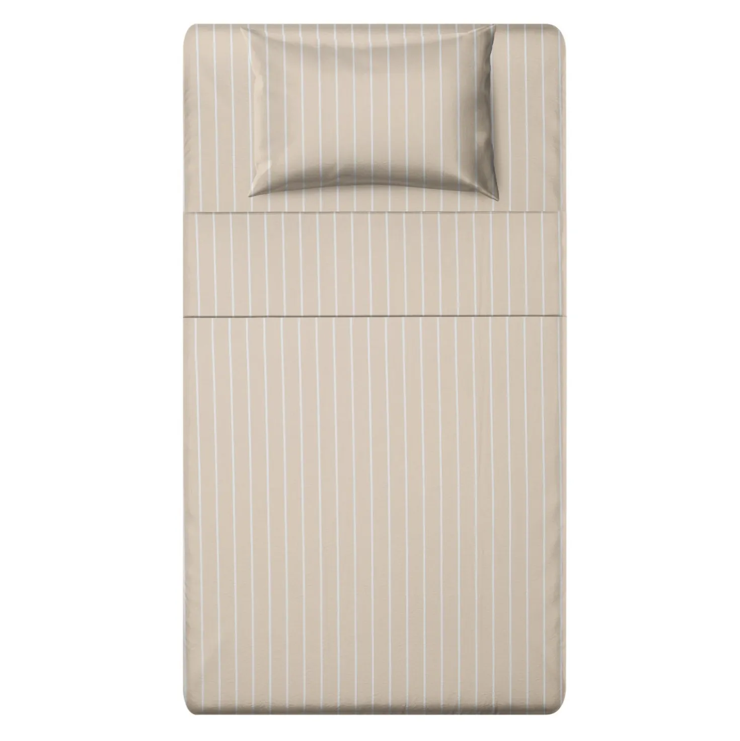 Completo letto 1 piazza e mezza policotone righe sabbia