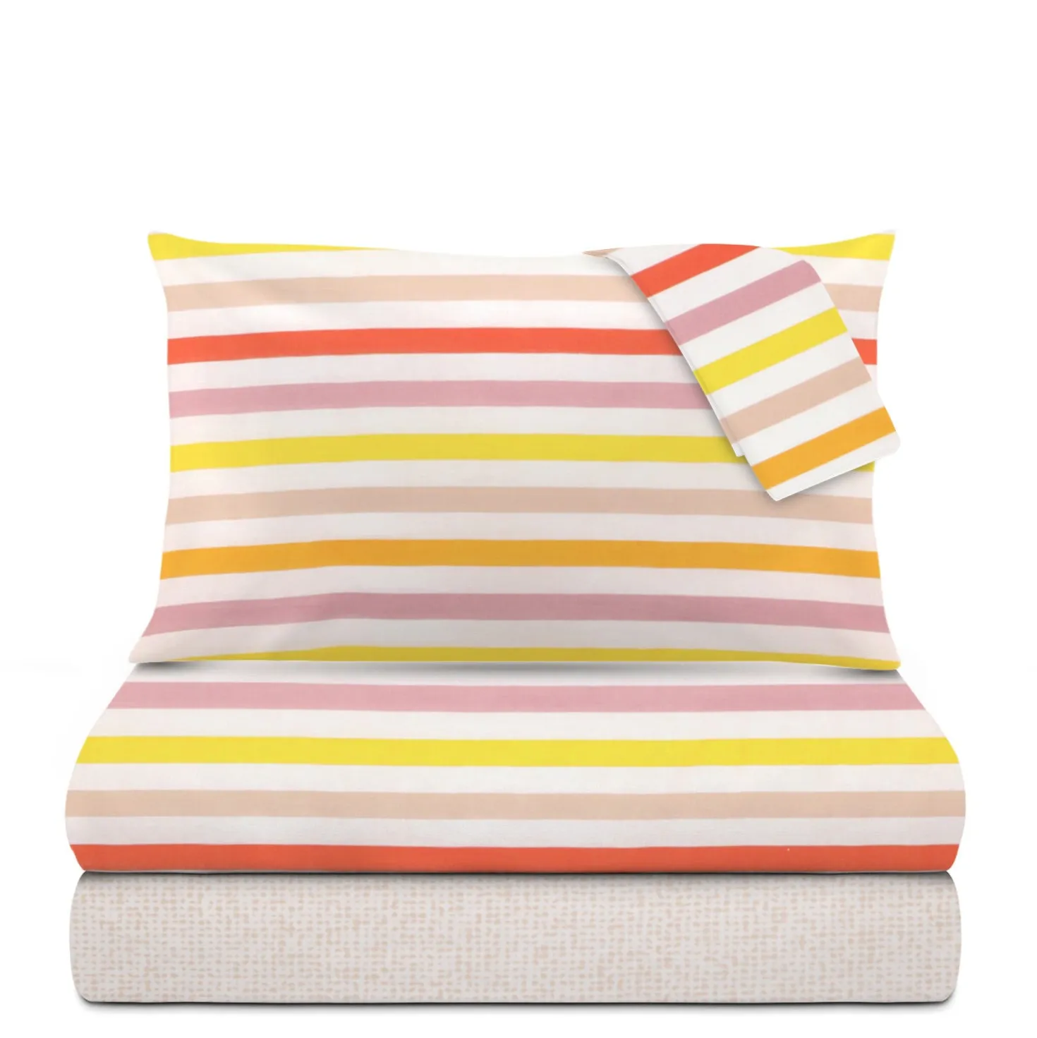 Completo letto 1 piazza poli stampa righe rosa