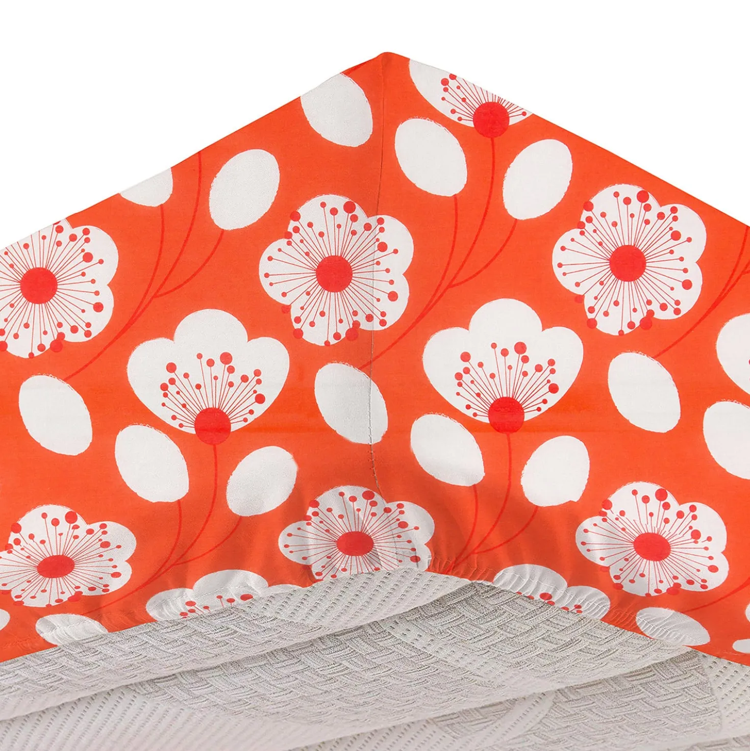 Completo letto singolo corallo fiori bianchi