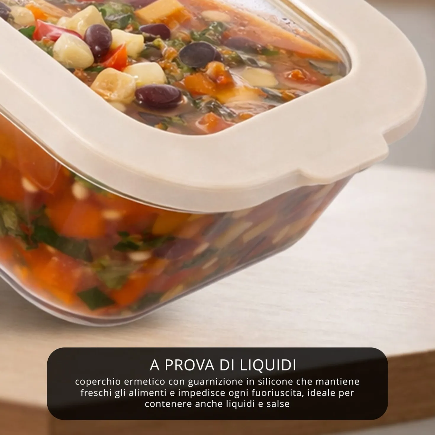 Contenitore alimentare 370 ml vetro beige