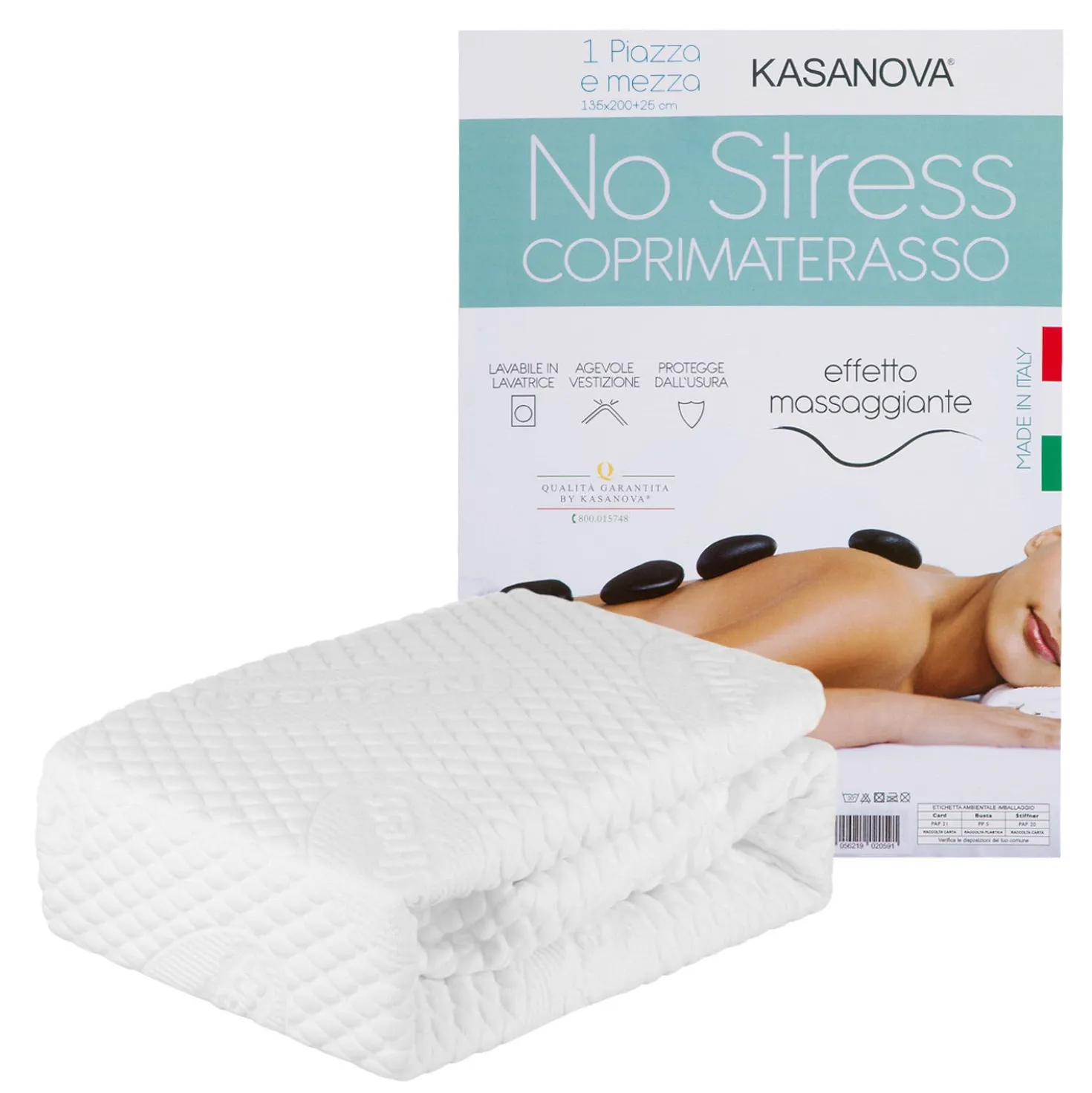 Coprimaterasso 1 piazza e mezza massaggiante No Stress