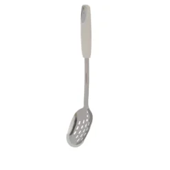 Cucchiaione forato acciaio inox bianco con bordo silicone