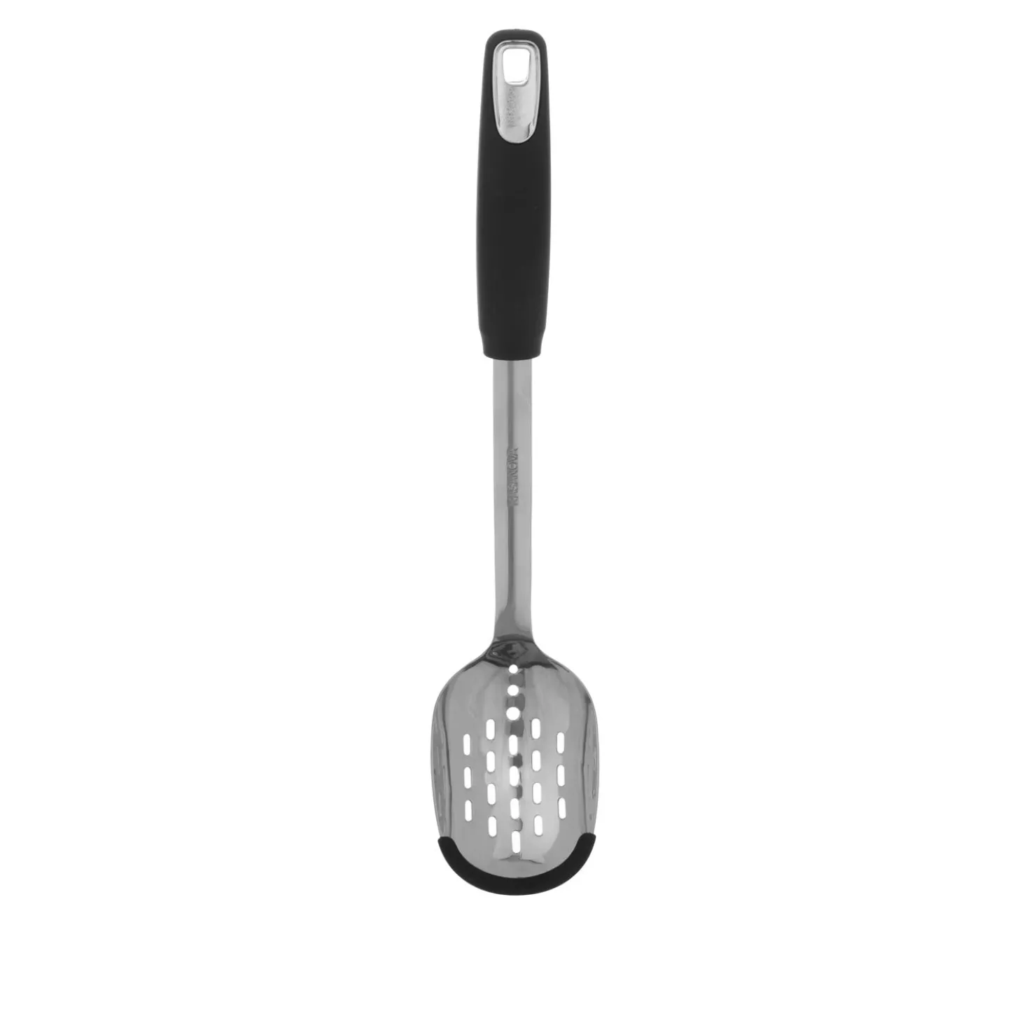 Cucchiaione forato acciaio inox nero con bordo silicone