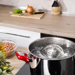 Cuociriso in acciaio con catenella