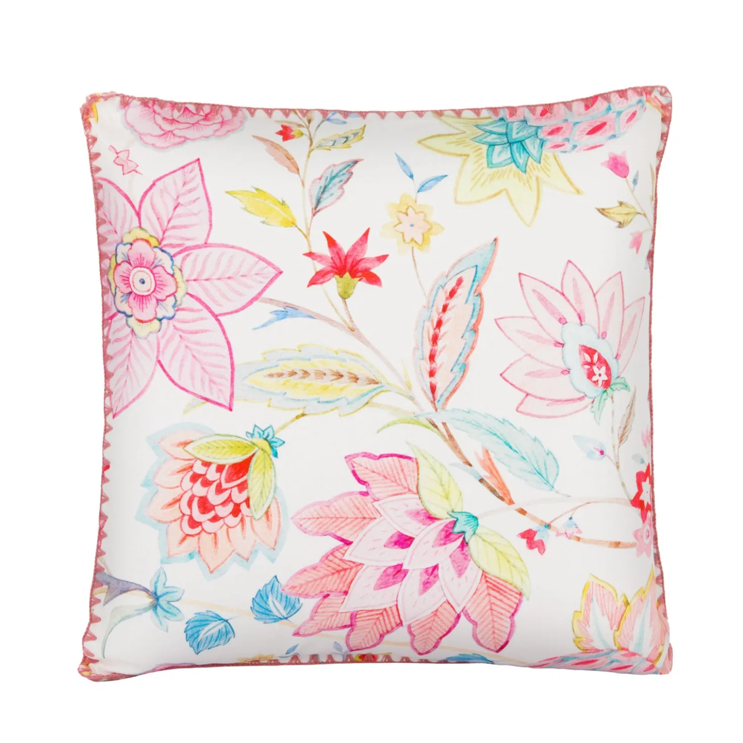 Cuscino divano 45x45 cm fiori rosa stilizzati