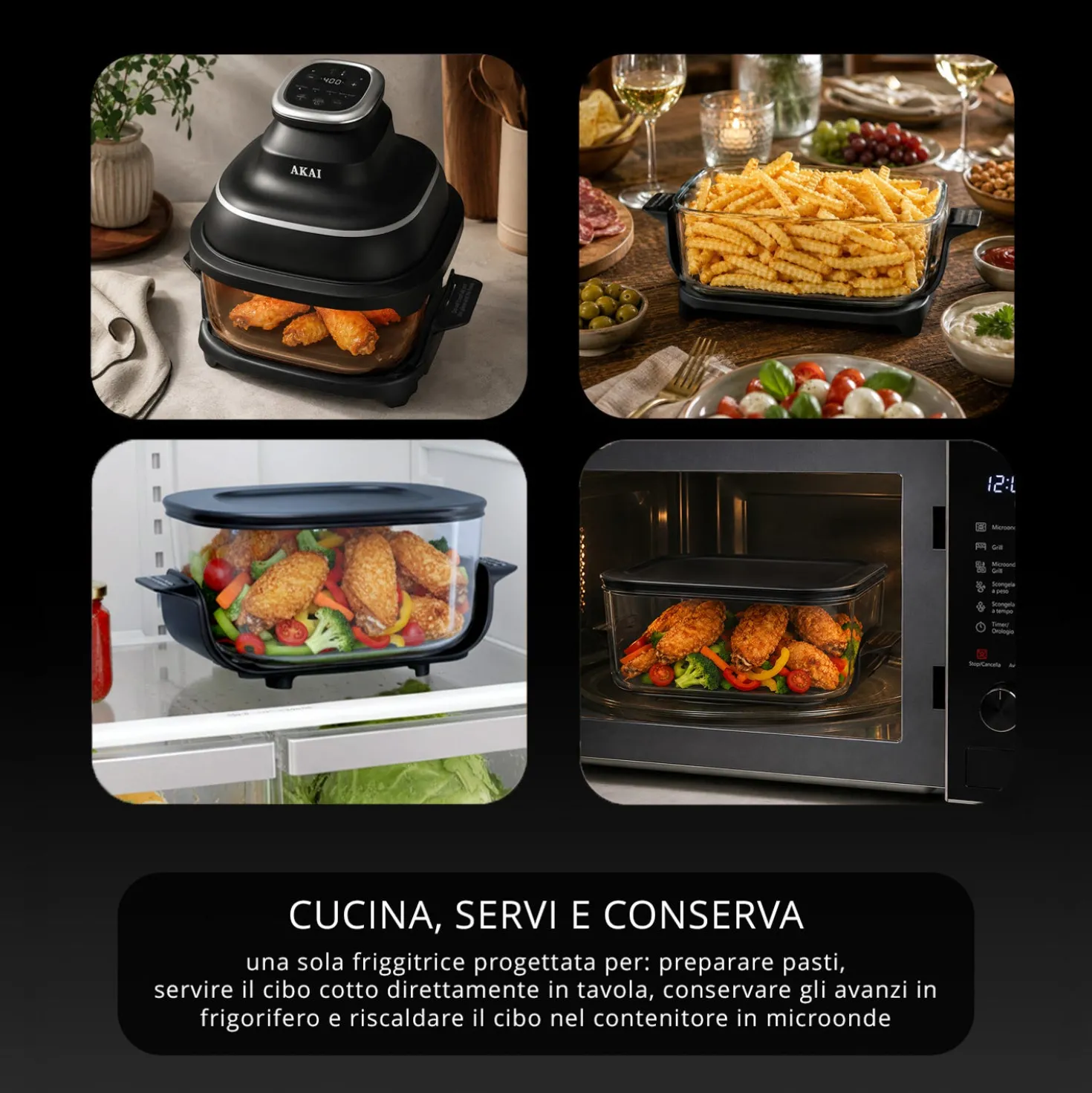 Friggitrice ad aria digitale 4,2 L 1500 W nera Akai
