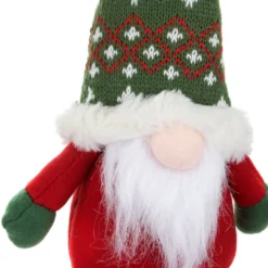 Gnomo Natale fermaporta 33 cm cappello verde